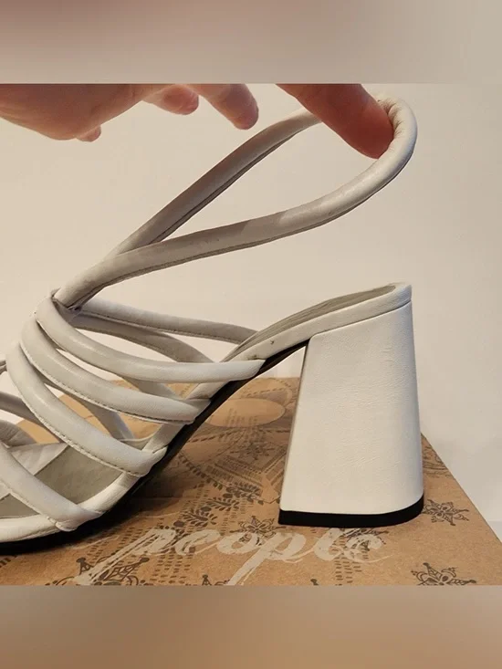 Free People Bone Maddox Lug Sole Women’s Block Heel Mule Sandal Size 38/ 7.5 - Picture 7 of 10